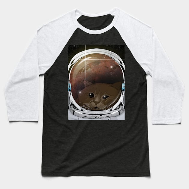 Space Kitty Baseball T-Shirt by JoeAzpeytia